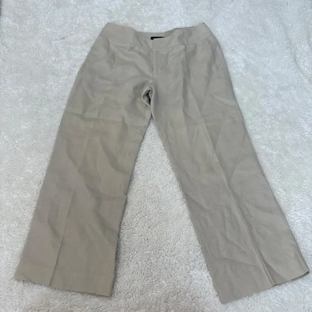 Banana Republic Womens Biege Linen Pants 6 Boho Chic Costal Country Club Grandma
